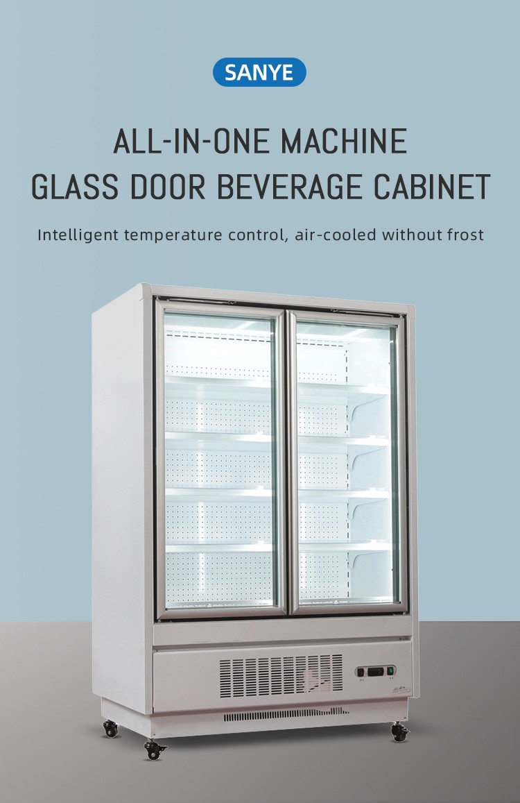 Commercial vertical 2 glass door freezer/refrigerator