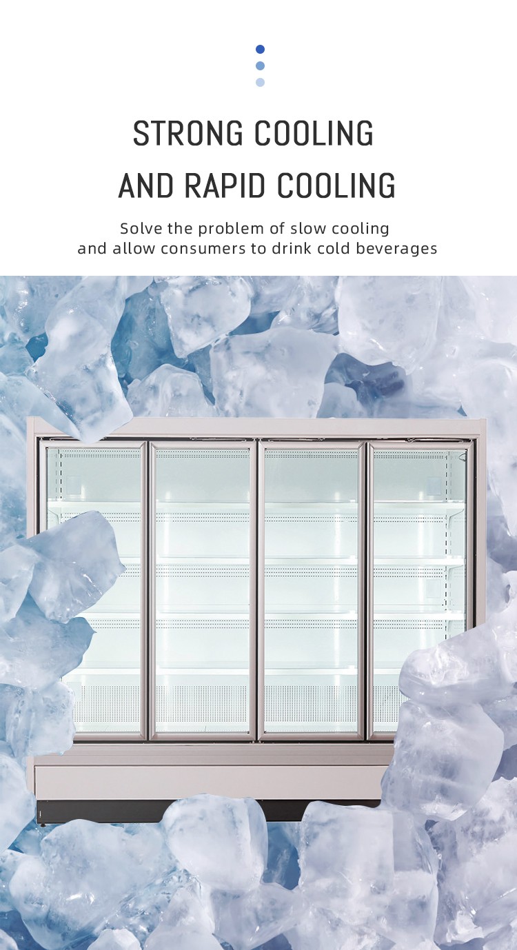 Glass door freezer for frozen food supermarkets