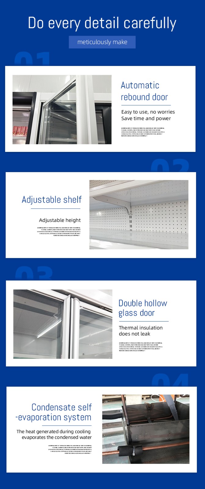 Glass door freezer for frozen food supermarkets