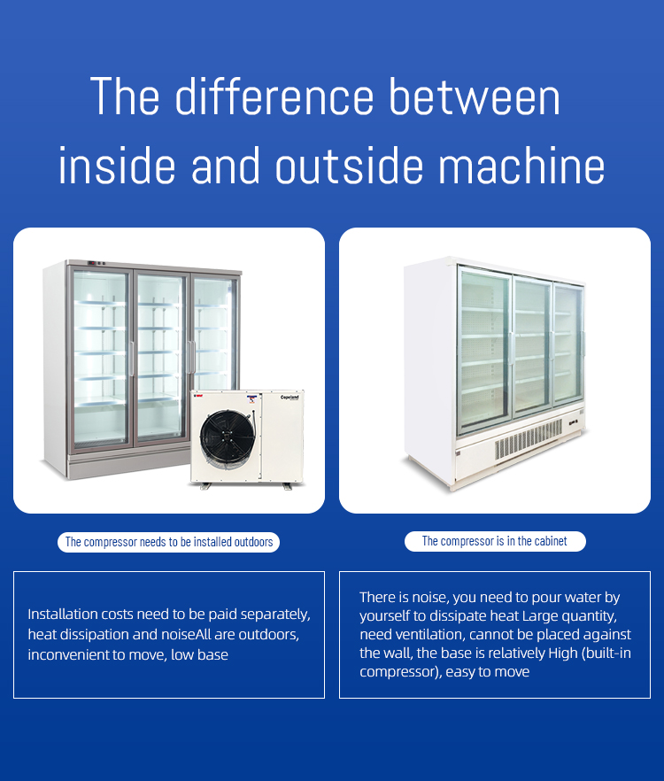 Glass door freezer for frozen food supermarkets