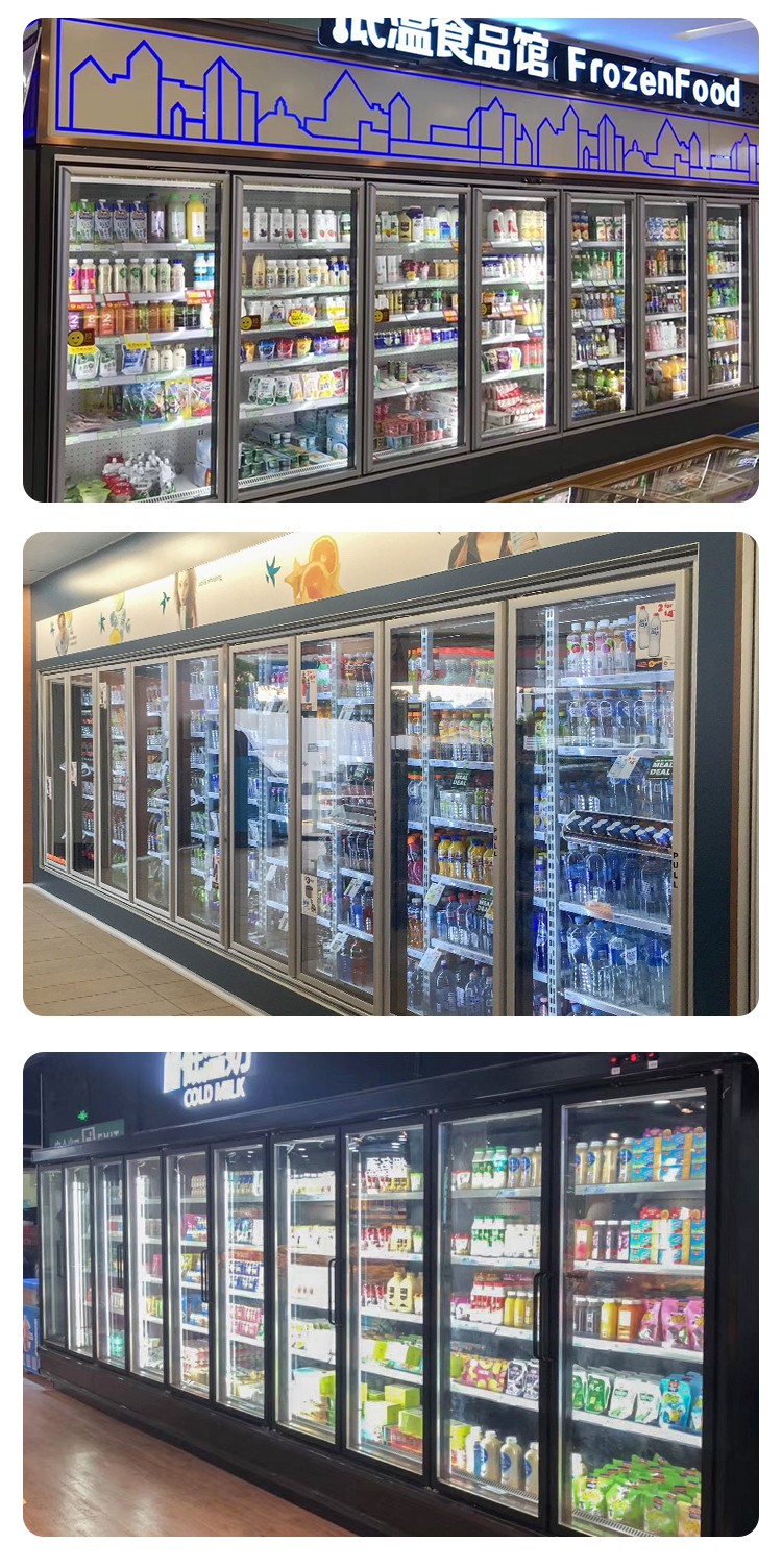 Glass door freezer for frozen food supermarkets