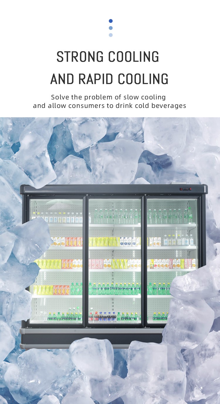 Glass door freezer for frozen food supermarkets