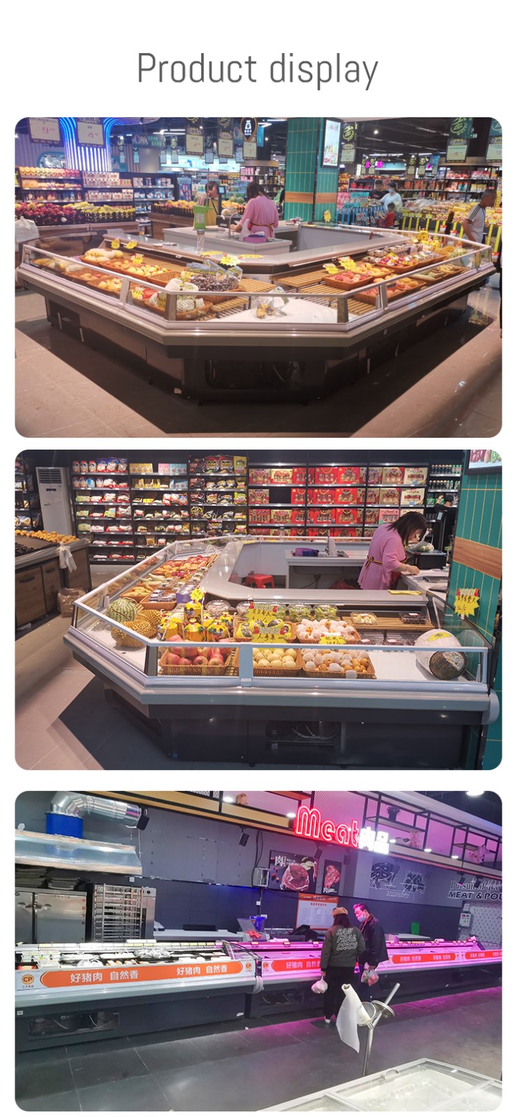 Commercial Supermarket Meat Display Refrigerator Open showcase