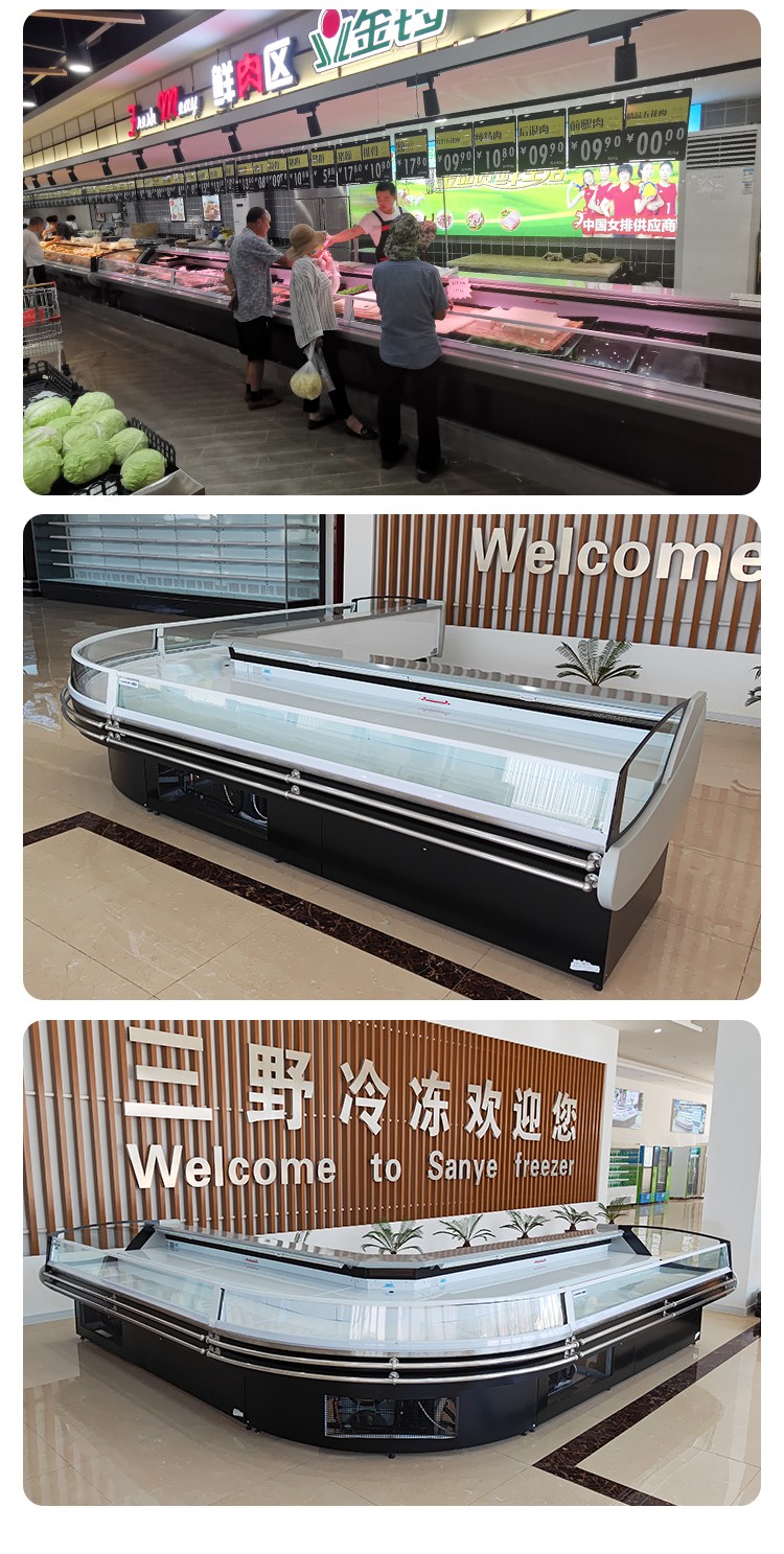Commercial Supermarket Meat Display Refrigerator Open showcase