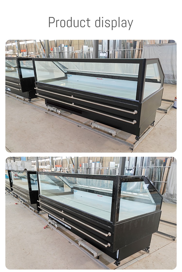 Top double glass commercial refrigerator with light for supermarket fresh meat chiller