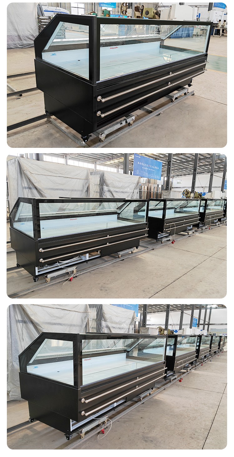 Top double glass commercial refrigerator with light for supermarket fresh meat chiller