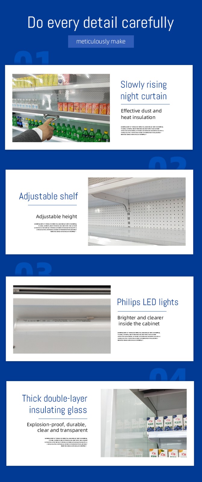 Manufacture Wholesale Supermarket Deluxe Split Vertical Refrigerating Display Cabinet