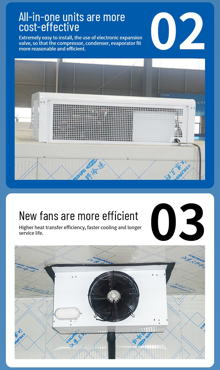 Easy Assembly Top-mounted Refrigeration Unit Energy-Saving Compressor and Evaporator for Mobile Cold Rooms Easy Assembly Top-mounted Refrigeration Unit Energy-Saving Compressor and Evaporator for Mobile Cold Rooms