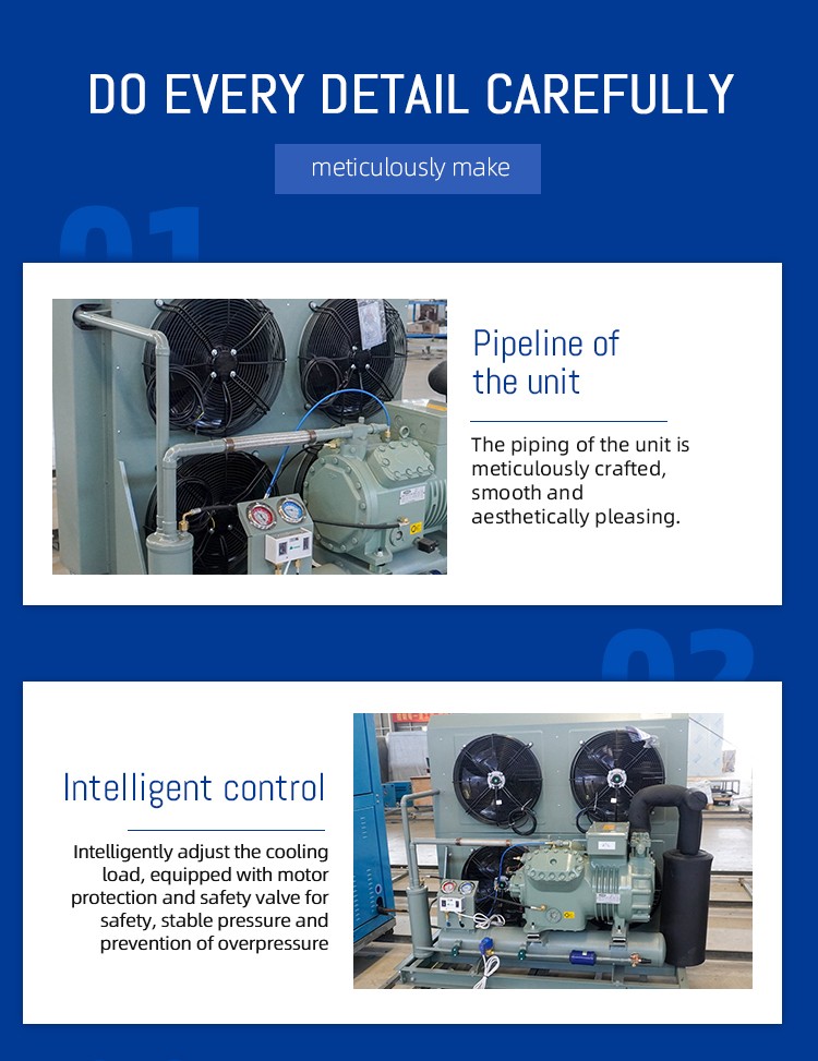 5 to 15HP Flat Type Condenser Piston Refrigeration Unit for Walk-in Cooler