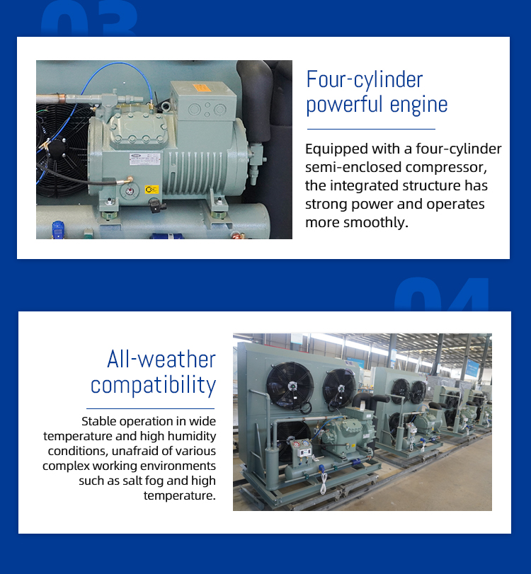 5 to 15HP Flat Type Condenser Piston Refrigeration Unit for Walk-in Cooler