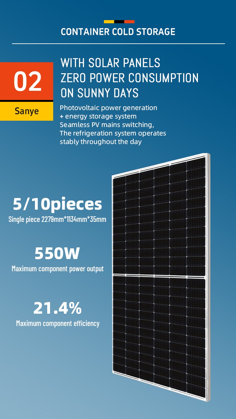 Plug-and-Play Container Cold Storage, Solar-Powered Mobile Cold Room, 20ft/40ft Freezer for Food/Meat/Vegetables