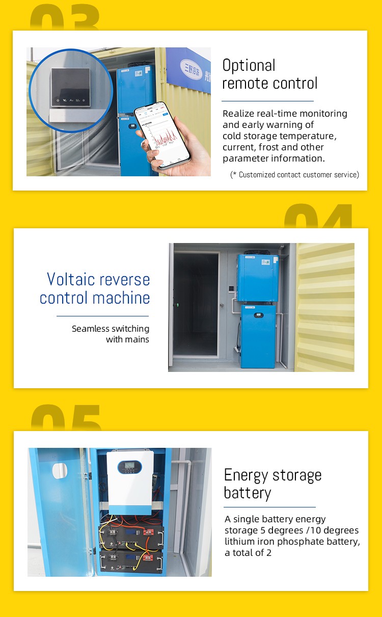 Plug-and-Play Container Cold Storage, Solar-Powered Mobile Cold Room, 20ft/40ft Freezer for Food/Meat/Vegetables