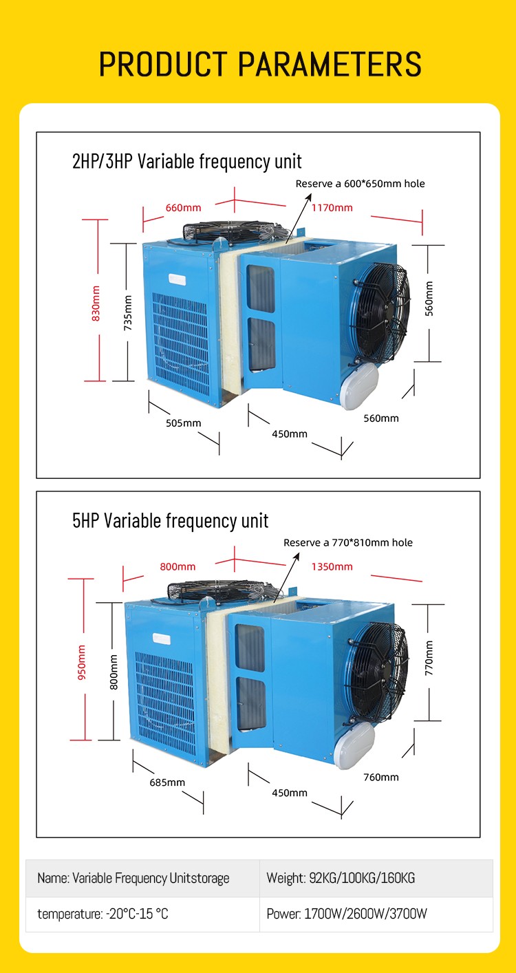 Energy Saving Variable Frequency Monoblock Refrigeration Unit New Frequency Conversion Cold Room Condensing Compressor