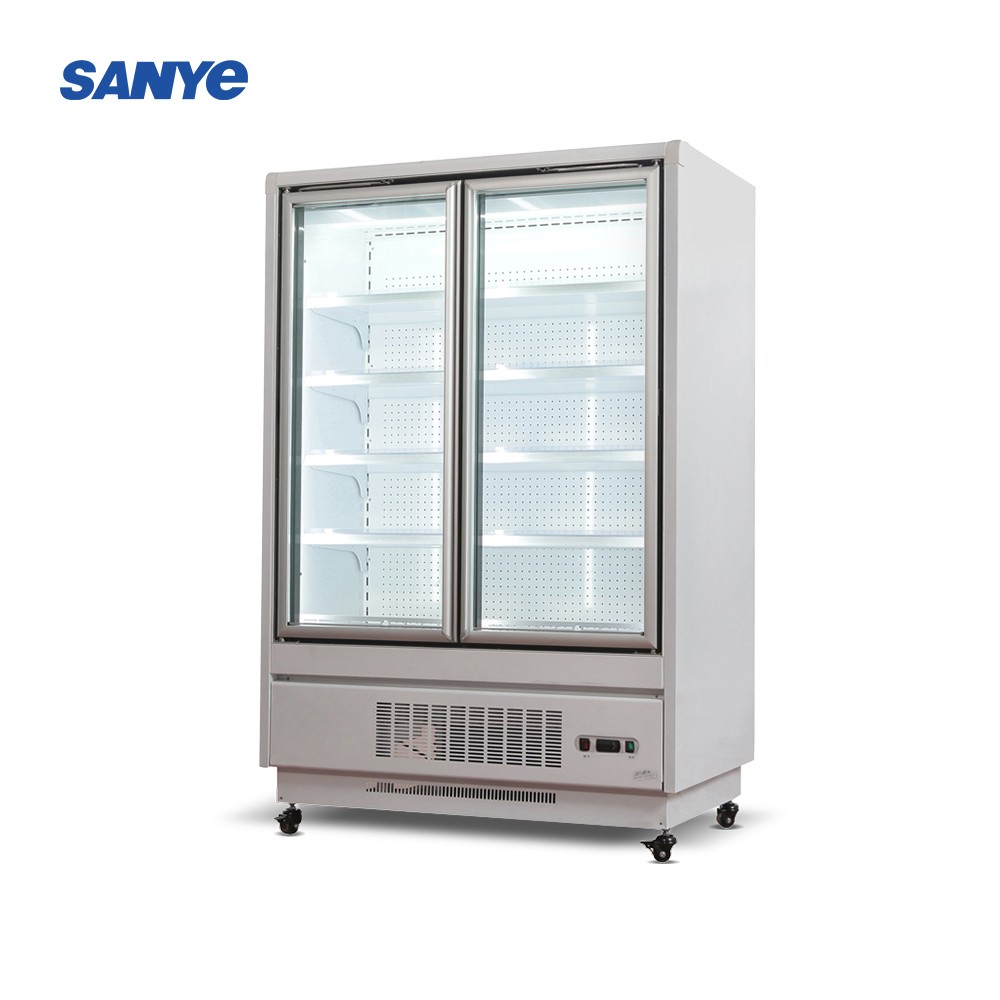 Commercial vertical 2 glass door freezer/refrigerator