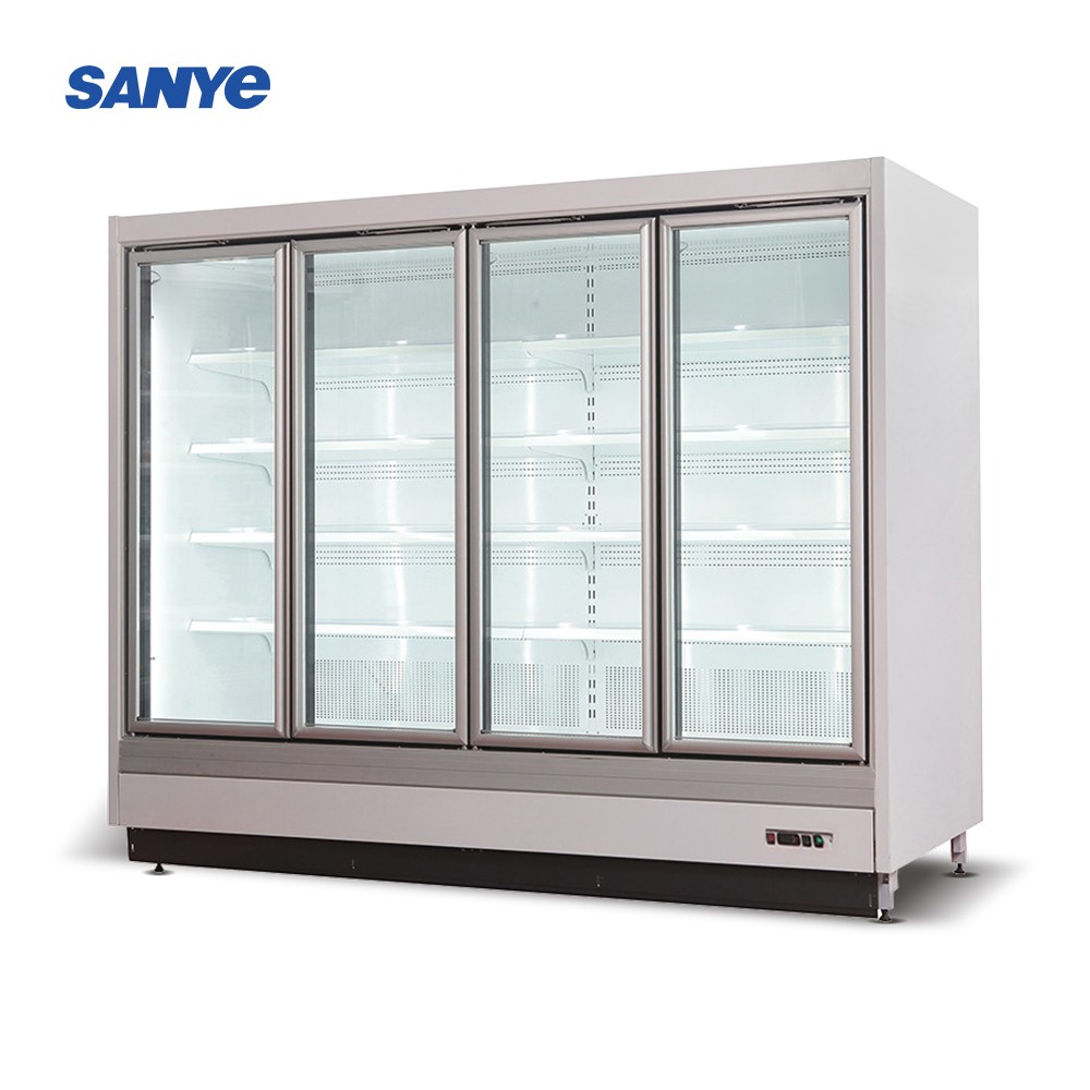 Glass door four door commercial refrigeration display refrigerator