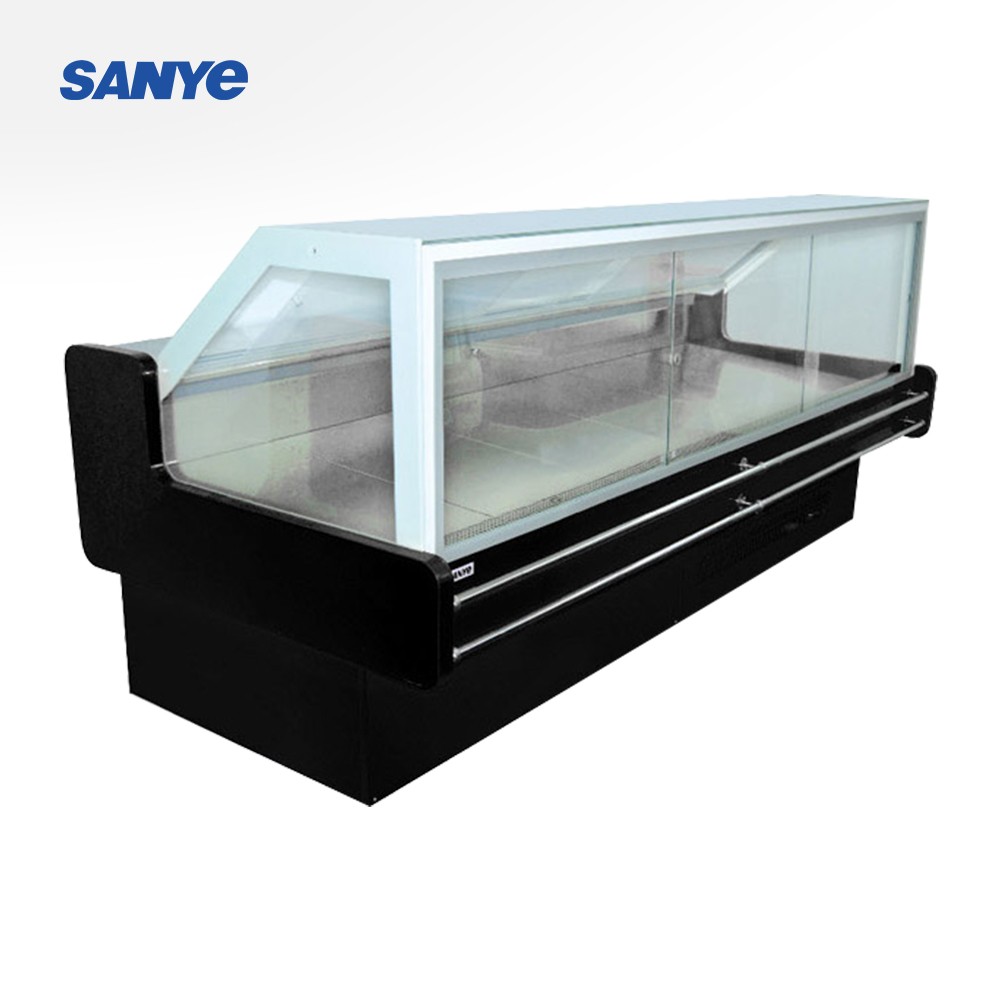 Top double glass commercial refrigerator with light for supermarket fresh meat chiller